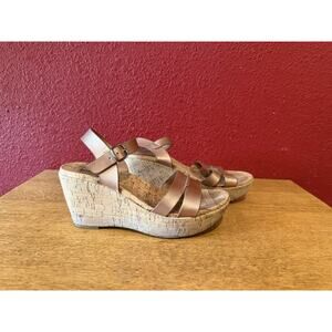 Sonoma cork wedge heel sandals rose gold Size 7.5 Med